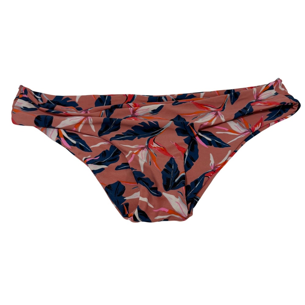 Tori Praver Seafoam Bikini Bottoms Large Tropical Bird of Paradise Floral Pink